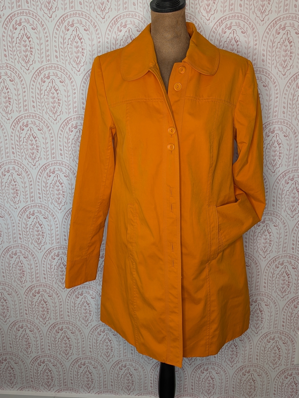Madison Studio Bright Orange Single-Breasted Trench Coat Sz S